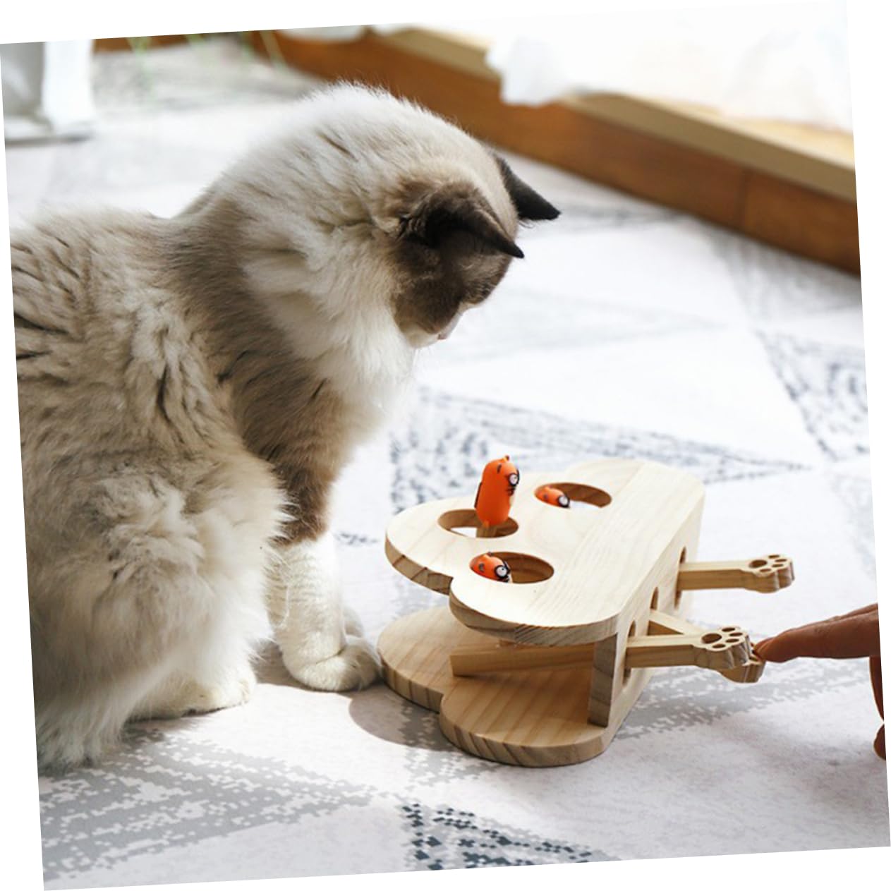 Toddmomy Juguetes Whack-Mole para Gatos Juguete De Madera Interactivo Divertido y para Jugar Ratones Falsos para Mascotas