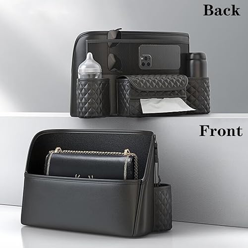 Miniatura 4 de Soporte para bolso de red para automóvil, organizador de automóvil duradero de gran capacidad y almacenamiento entre asientos para teléfonos,