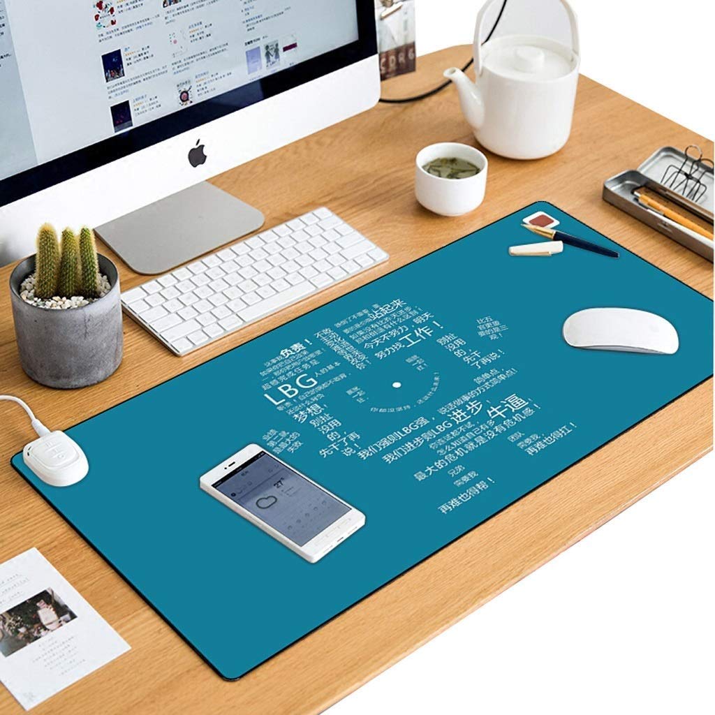 WSJTT Warm Desk Pad, Safe Voltage Automatic Control Warm Official Big Mouse Pad Game Mouse Pad Extended Edition Pu Gaming Mouse Mat Functional,foot Warmer Pad Warm Desk Pad -80 * 40cm