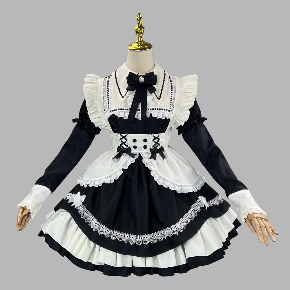 Classic Bllack White Maid Dress Women Lolita Maid Dress Japanese Anime Costume