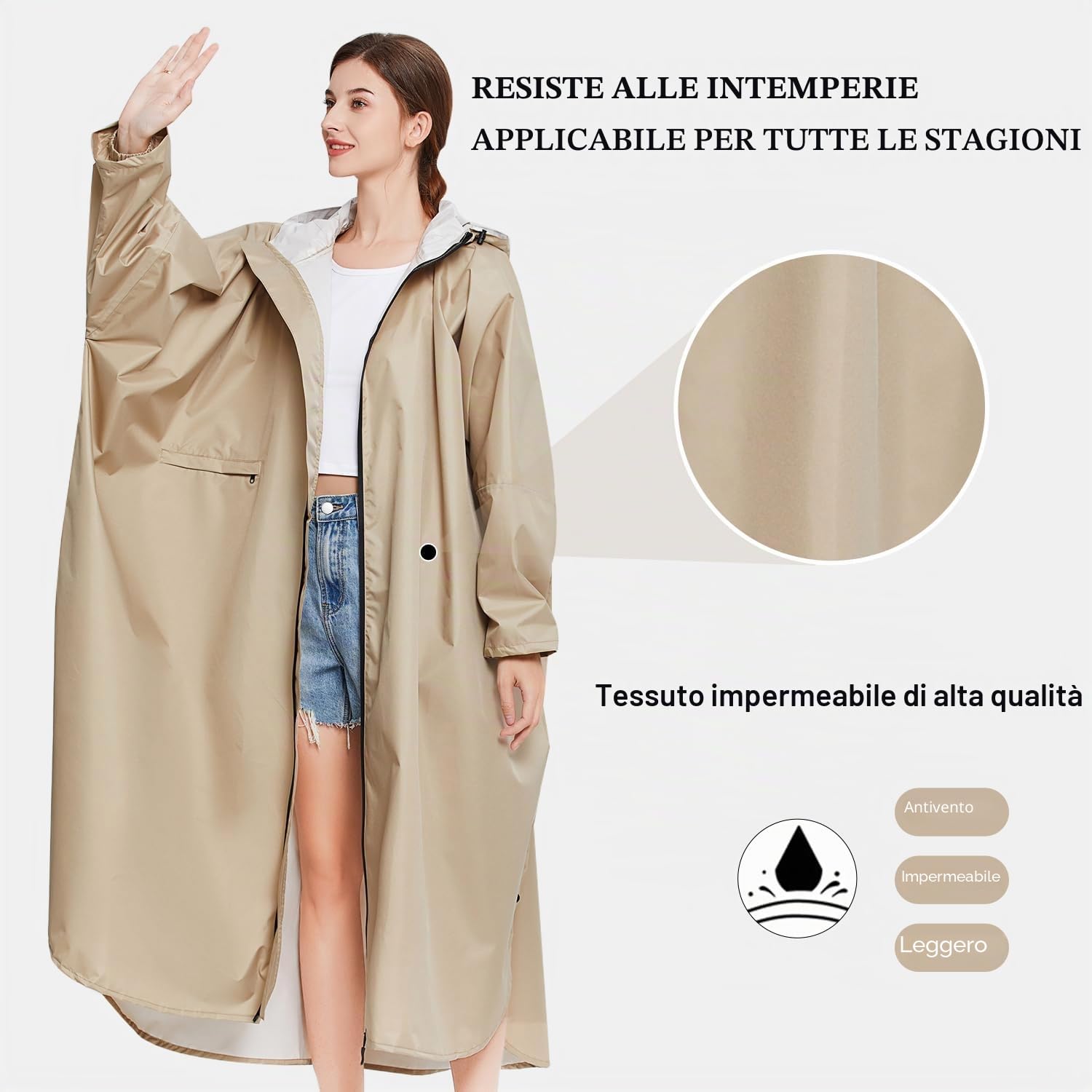 LHHMZ Poncho impermeabile da pioggia per le donne Giacche da pioggia leggere con cappuccio Impermeabili da pioggia lunghi all'aperto