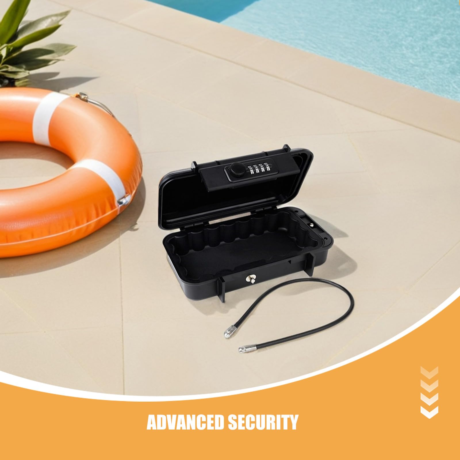 MAGICLULU Cassetta di Sicurezza Portatile Serratura a Combinazione Piccola Cassaforte Personale in ABS Antiurto Rivestimento in Silicone Cavo in Acciaio Rimovibile per Viaggi Spiaggia