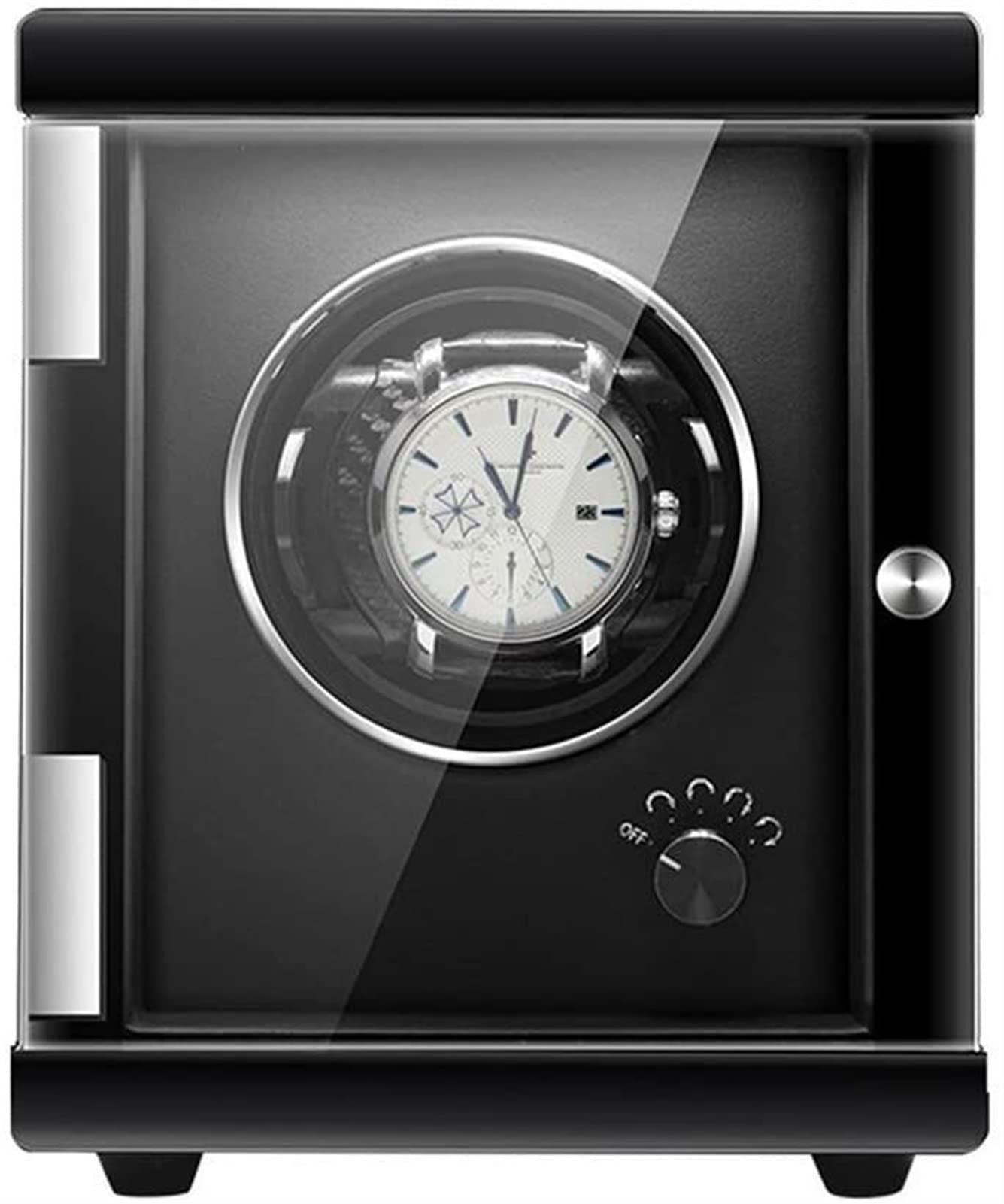 CGCSYZ Automatic Single Watch Winder Box Flexible Watch Pillows 5 Rotation Mode Piano Paint Finish Quiet Motor Accessories (Black)