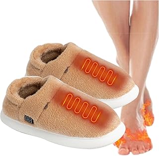 Zapatillas electricos calefactables, Zapatillas calefactables mujer hombre Calienta pies Electrico con batería de 5000 mAh Calientapiés con 3 Niveles de Temperatura Calentar Pies(Size:42-43,Color:Brow