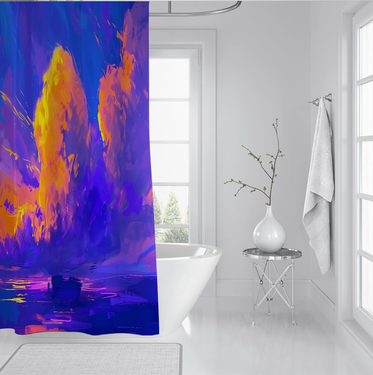 Rideau de Douche Nature Nuages Coucher Soleil Abstraits 200 x 220 cm