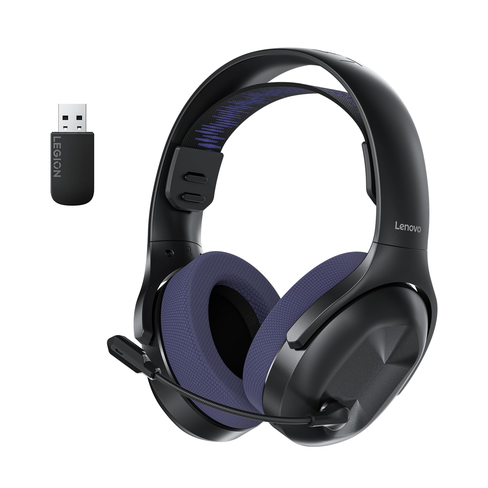 Lenovo Legion H410 - Auriculares Inalámbricos Gaming (Giratorios 90°, Ajustables, Receptor USB-A, BT 5.2, Compatible con PC, Legion Go Series, Otras Consolas) Negro