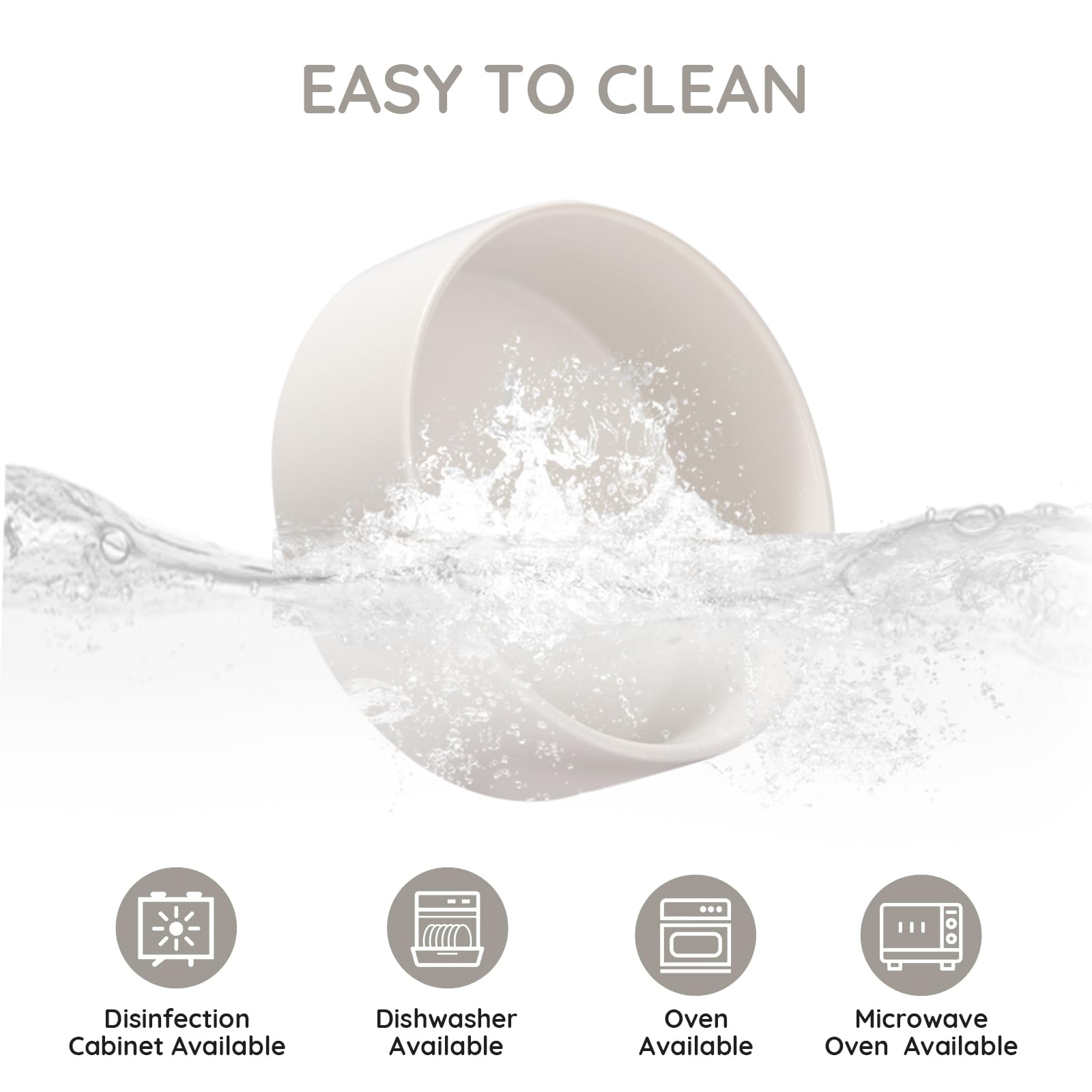 SPUNKYJUNKY Gamelle en céramique pour chien et chat de 1,2 l, jolie gamelle lestée moderne pour nourriture et eau de rechange, blanc (lot de 1)