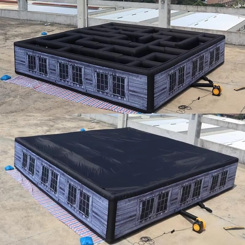 Giant Inflatable Haunted House Outdoor Portable Inflatable Maze Game for Halloween （26ftx26ft/8mx8m with Blower ）