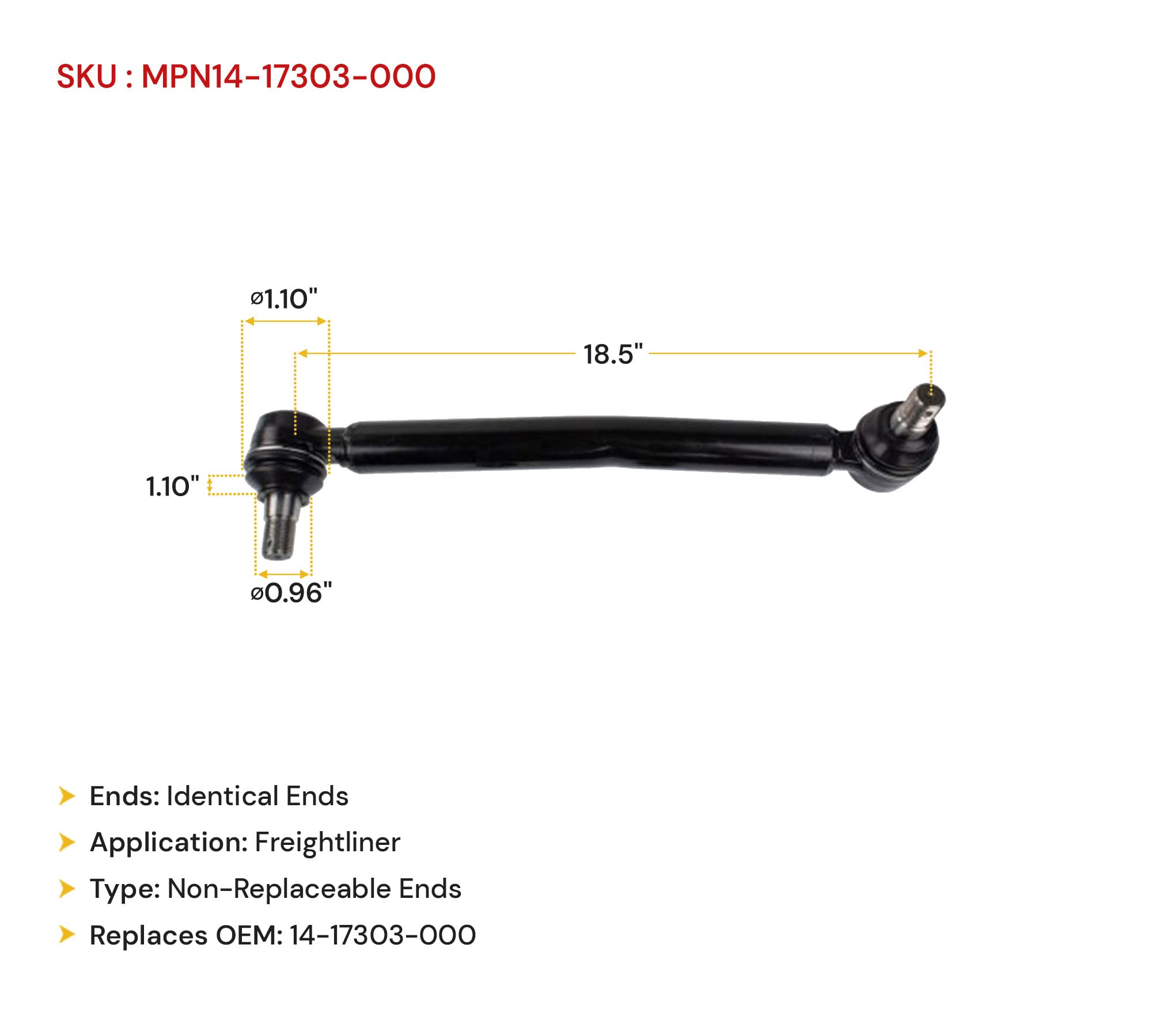 Amazon.com: Mytee Products Steering Drag Link 18.5
