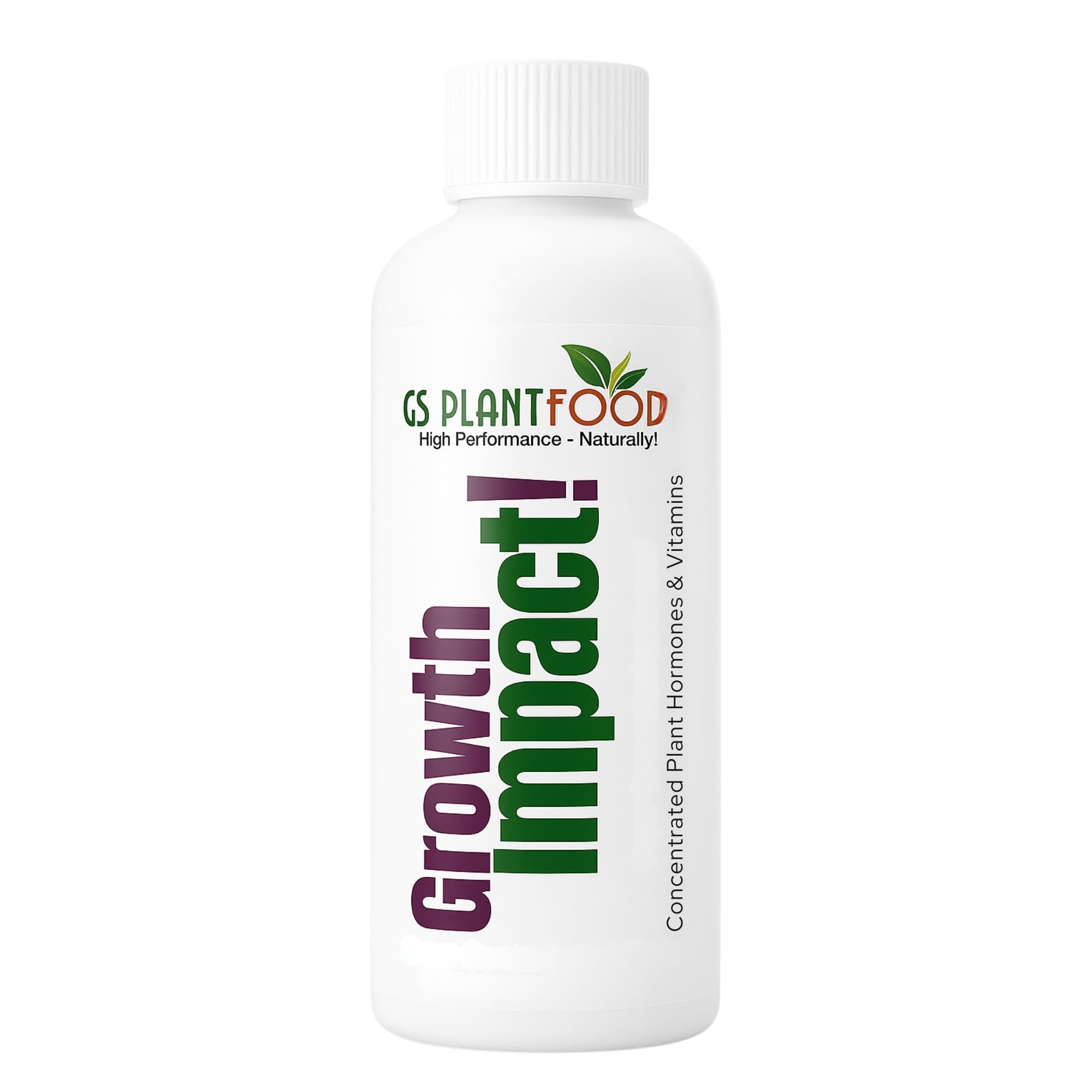 Growth Impact Super Concentrated Vitamin Solution - GS Plant Foods Plant Liquid All Purpose Plant Nutrition Vitamins and Hormones for All Types of Plants, Trees or Turf (8oz)