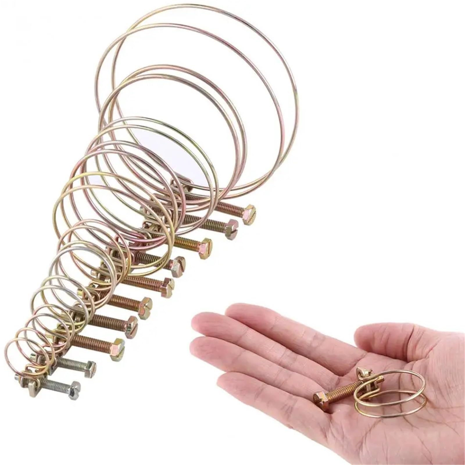 Lot de 10 colliers de serrage réglables à double fil for tuyaux, for le travail du bois, la plomberie(25mm)