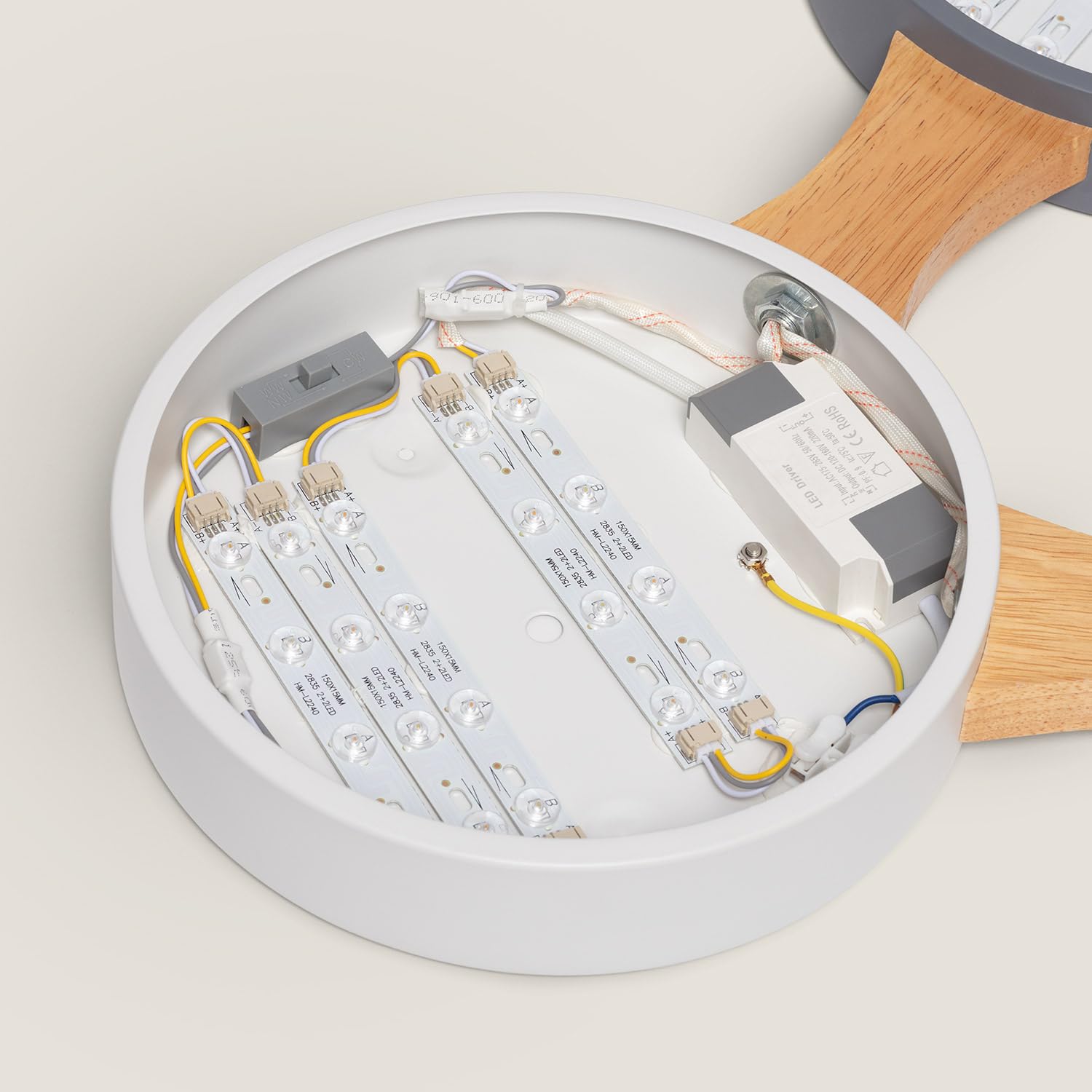 LEDKIA Plafón LED 30W Madera y Aluminio CCT Seleccionable Sams Multicolor | Ideal para Cocina, Comedor, Habitación