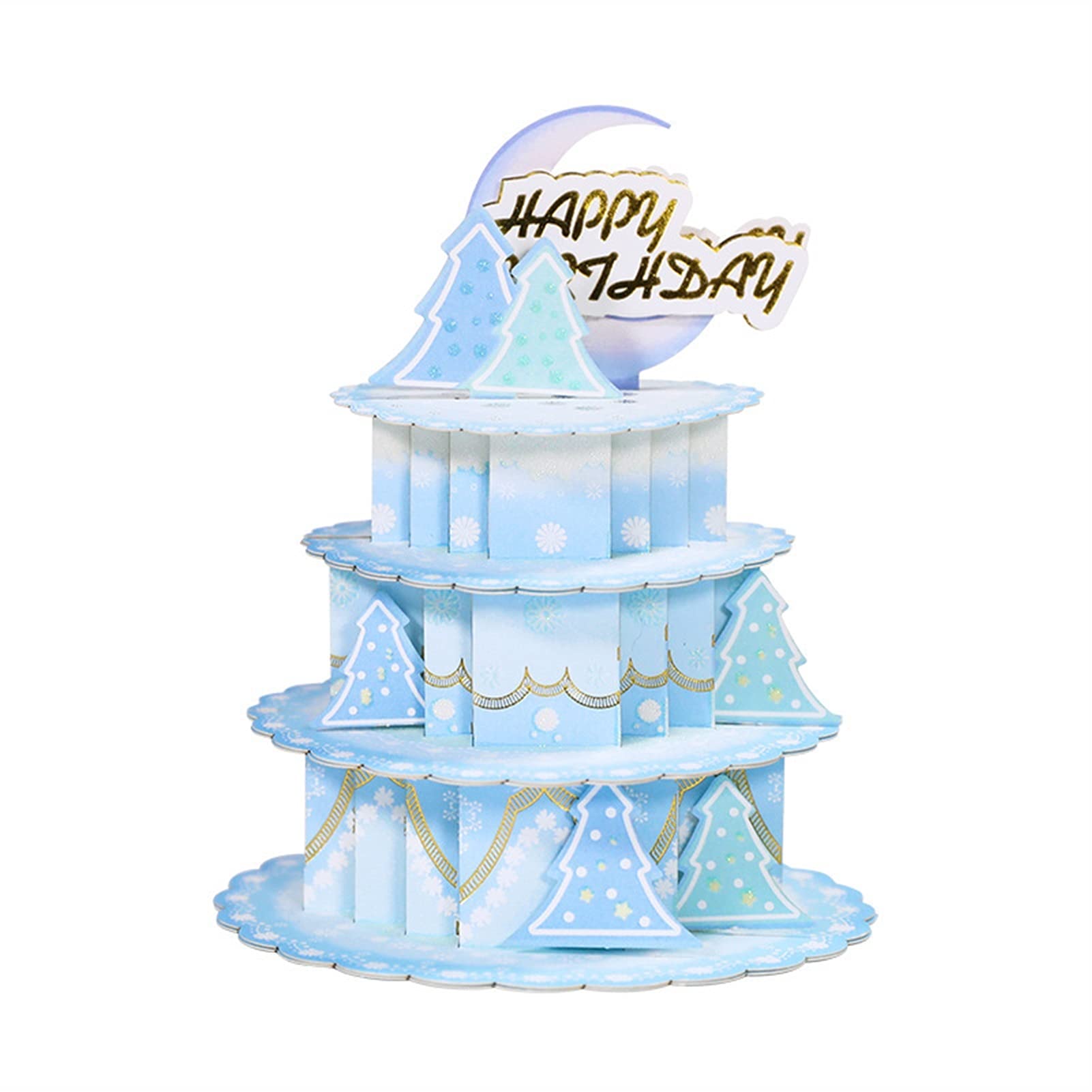 Grußkarte Geburtstagskarten Geburtstagsgeschenk Kuchenkarte 3D Pop Up Grußkarten mit Umschlag Postkarte Einladung Handgefertigte Origami-Jubiläum Geburtstagskarte (Color : Blue, Quantity : 8 pc)