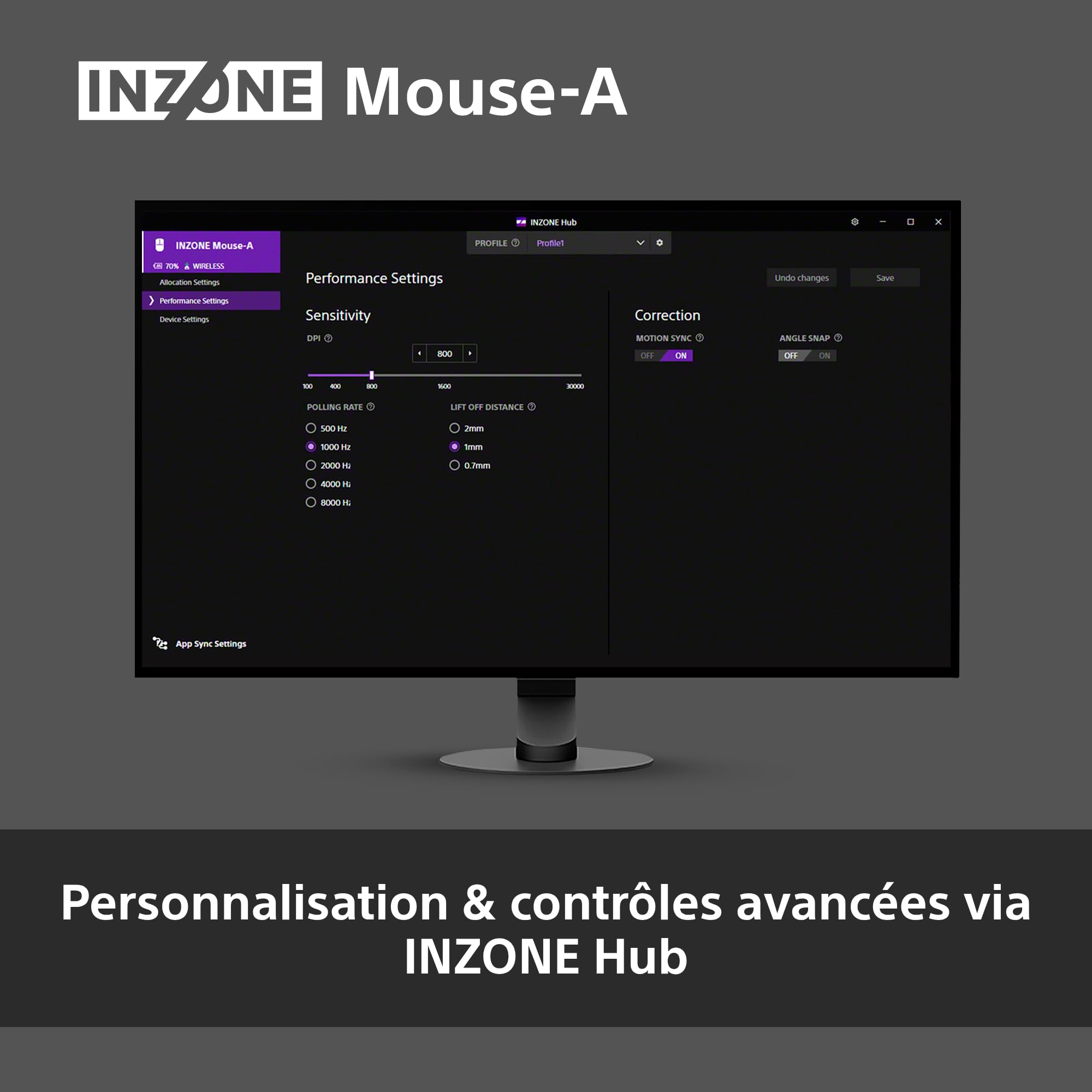 Sony INZONE Mouse-A Souris Gaming sans-Fil - Ultra-Légère 48.4g, 8000Hz taux d'interrogation, 30K DPI PixArt Sensor, 90h Autonomie, USB-C, Développé avec Fnatic - PC FPS Esports - Noir