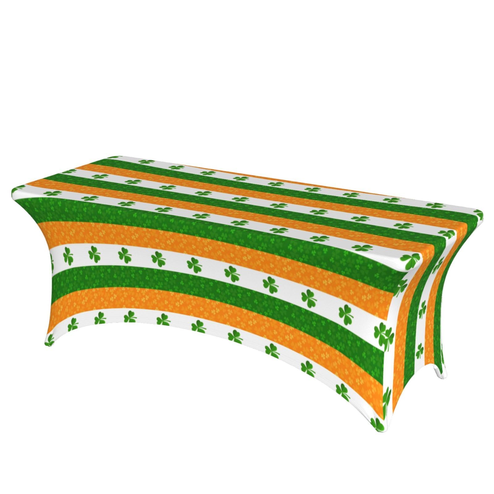 NImongt Irish Flag Print Elastic Rectangular Tablecloth Holidays Family Banquet Wedding Party Table Cover