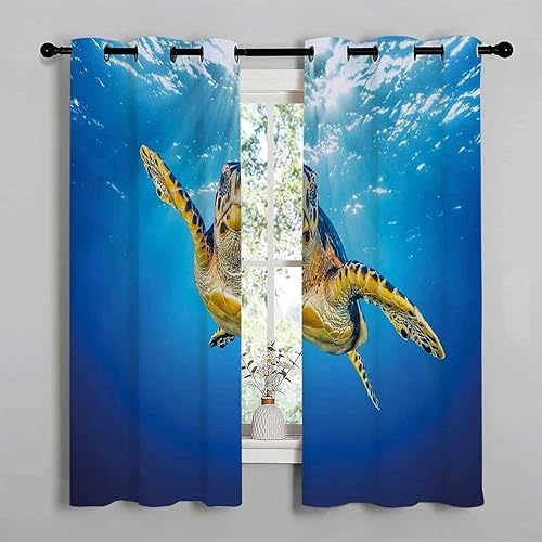 Miniatura 2 de Cortinas para Cocina Turtle Grommet Short Door Blackout Curtain Boho Drapes 55Inch Width by 72Inch Length,2 Panels