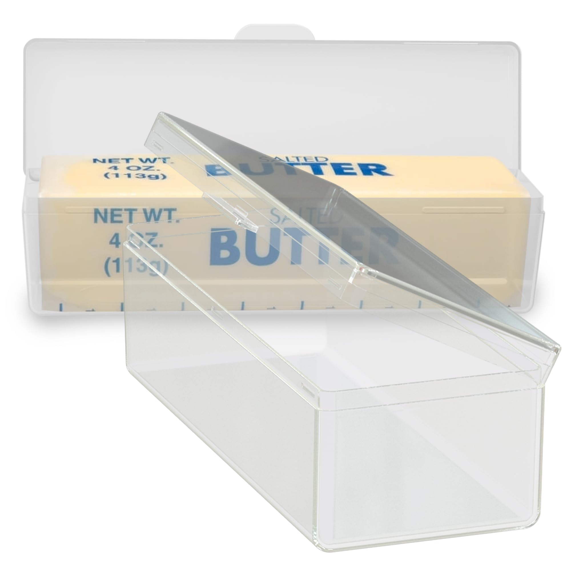 Butter Tray for Refrigerator - Stay Fresh Clear Plastic Box for Butter with lid, Dishwasher Safe, BPA Free. Perfect Butter Dish Container for your Pantry, Counter, or Refrigerator