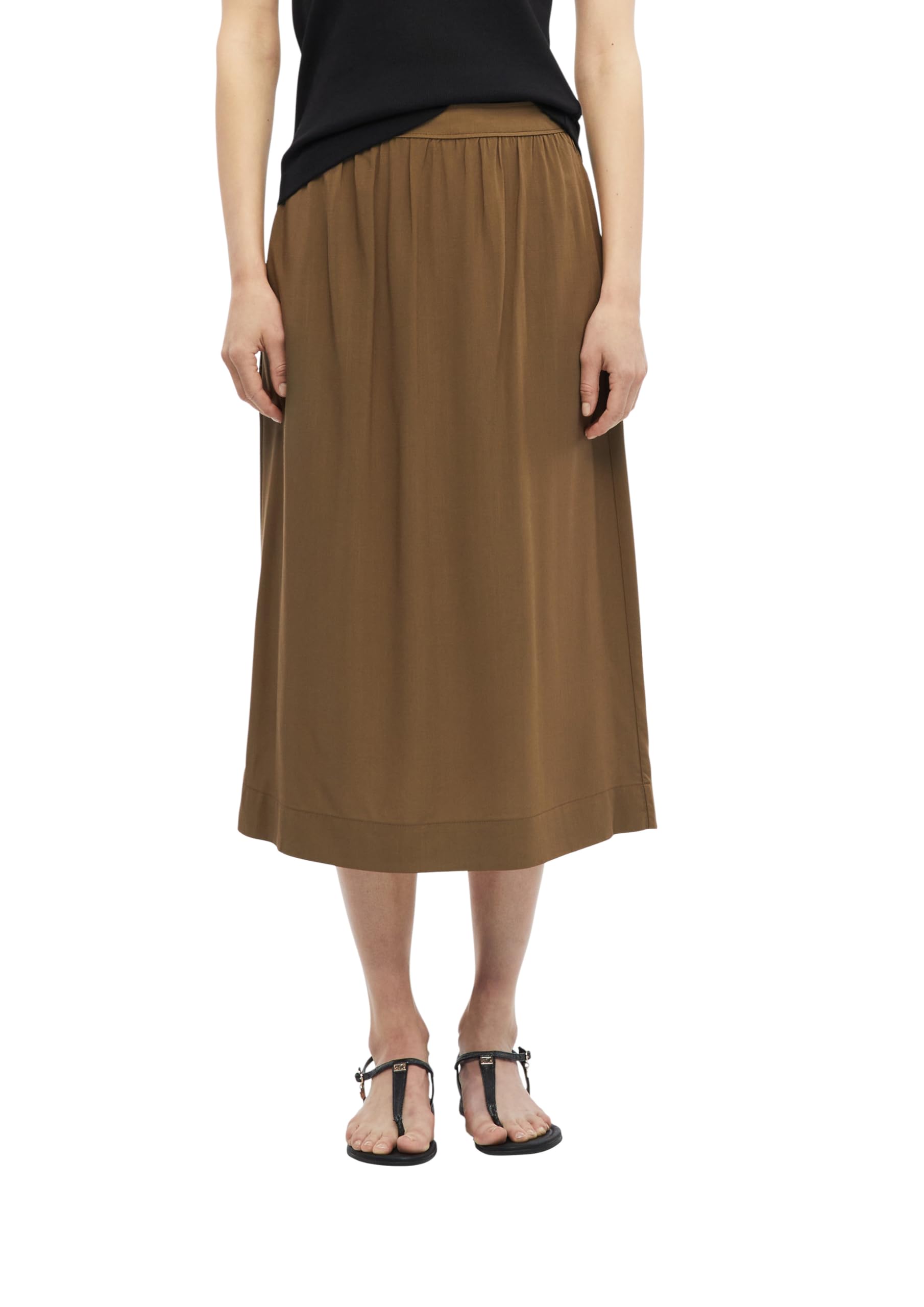 s.Oliver Women's 2179252 Midi Skirt with All-Over Print, Dark Brown, 18