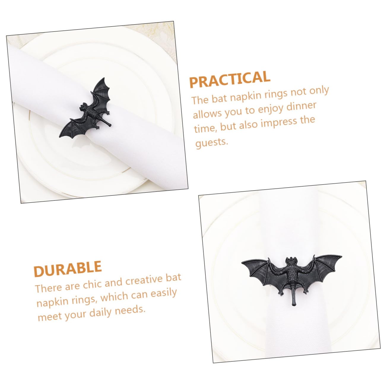 SHOWERORO 16stücke Spooky Bat Napkin Gruselige Fledermaus Tischdeko Für Halloween Und Festlichkeiten Und Kreative Serviettenringe Legiertem Material