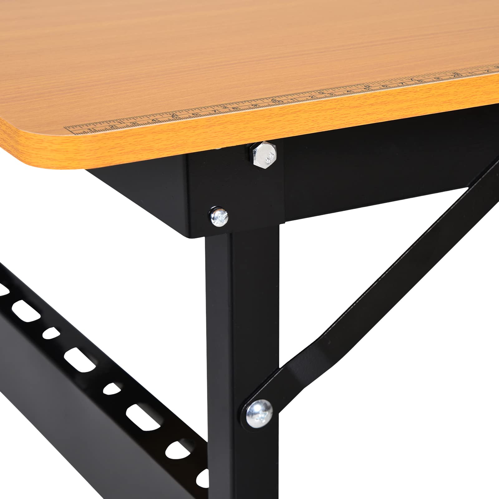 HOMCOM Banco de Trabajo Plegable Mesa con Regla Transportador 100 kg 100x60x75,5 cm Natural Negro