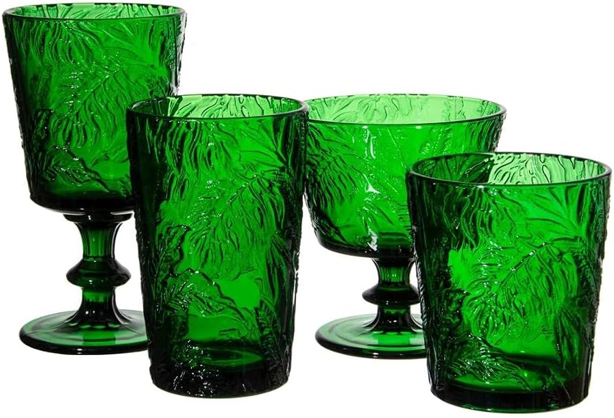 Jomop Handmade Pressed Colored Stemmed Wine Glasses Set Green Set of 4 Retro St. Patrick's Day Vintage Glassware (4, Wine Goblet) - Image 5