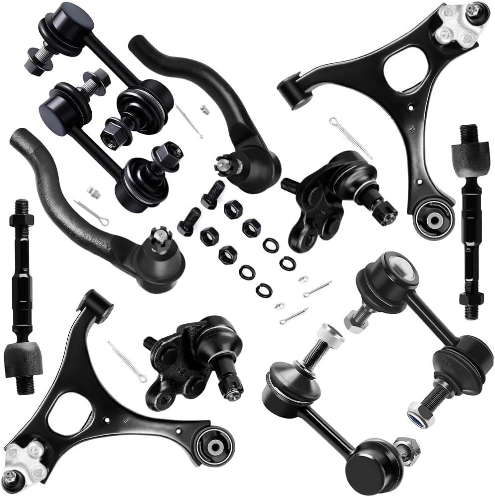 SCITOO 12pcs Suspension Kit 2 Lower Control Arm 2 Lower Ball Joints 2 Front 2 Rear Sway Bar End Link 2 Outer 2 Inner Tie Rod End Link fit for Honda CIVIC 2006-2011 K80769