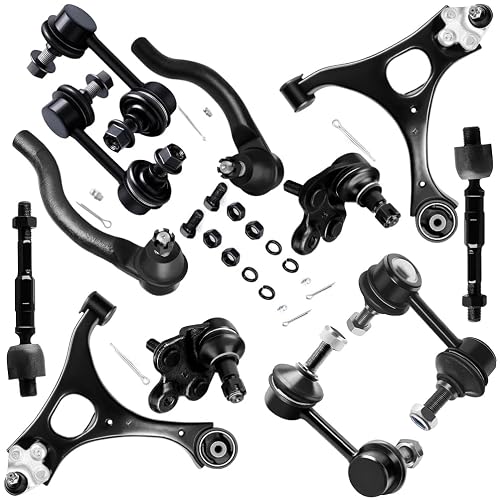 SCITOO 12pcs Suspension Kit for Honda Civic 2006-2011 K80769 Front End 1.8L | 2 Lower Control Arm 2 Lower Ball Joints 2 Front 2 Rear Sway Bar End Link 2 Outer 2 Inner Tie Rod End Link Replacement