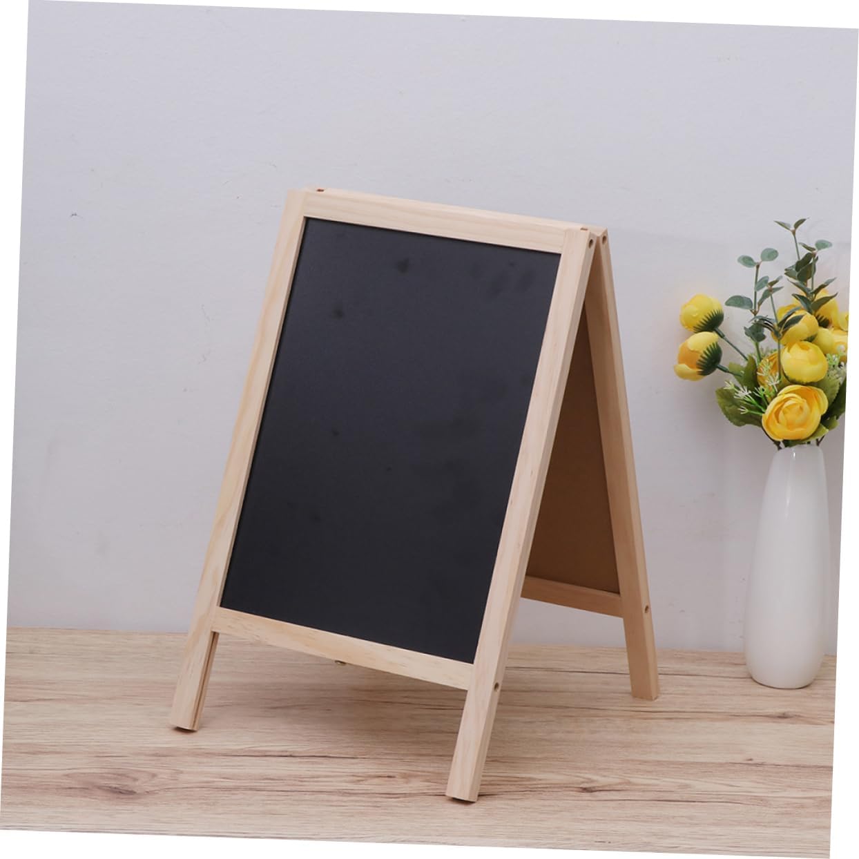 Double-Sided Wooden Stand Chalkboard Versatile Message Board for Bar Counter Boy Girl Drawing and Signage Display Easy to Write Wipe for Events