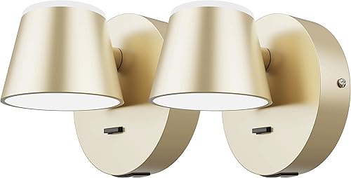 Miniatura 8 de URSOLA Aplique de pared LED con interruptor de encendidoapagado, puerto de carga USB, 110 voltios, lámpara de pared cableada con cable de 350 grados