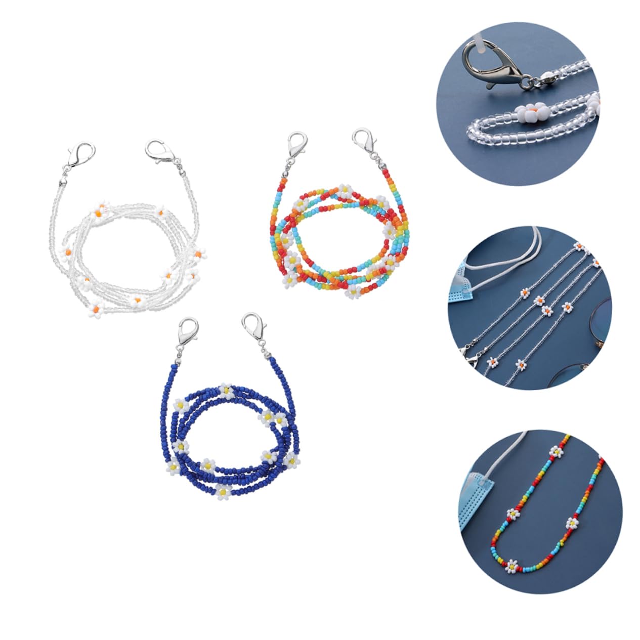 GALPADA Gänseblümchen-maskenkette Floret Brillenbänder Stylische Umhängebänder Brillenband Brillen Anti-verlorene Ketten Halsketten-lanyard Trendige Sonnenbrillen Für Damen