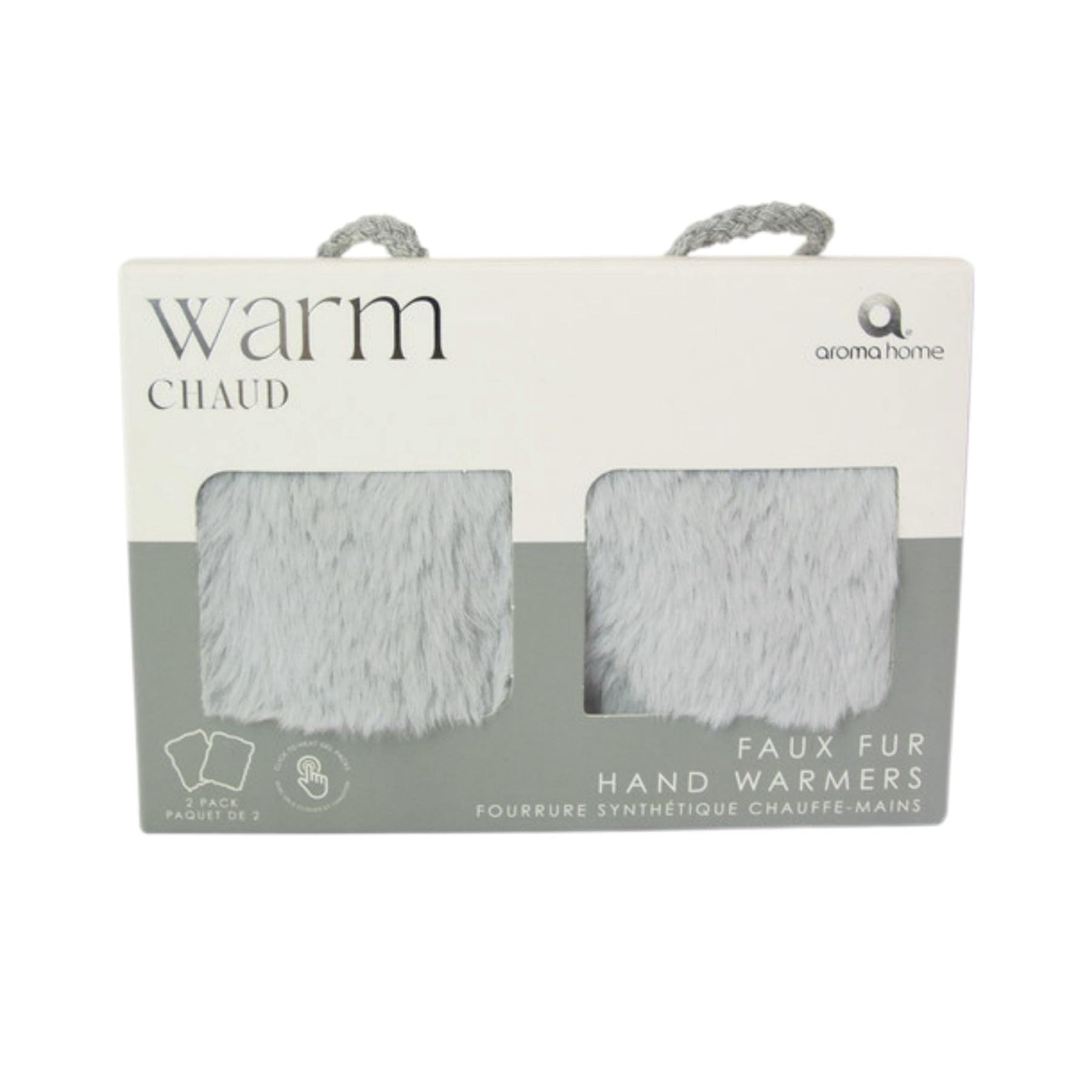 Aroma Home Hand Warmers Faux Fur Pocket Size Winter Fashion Heat Pad Reusable Gift (Grey)