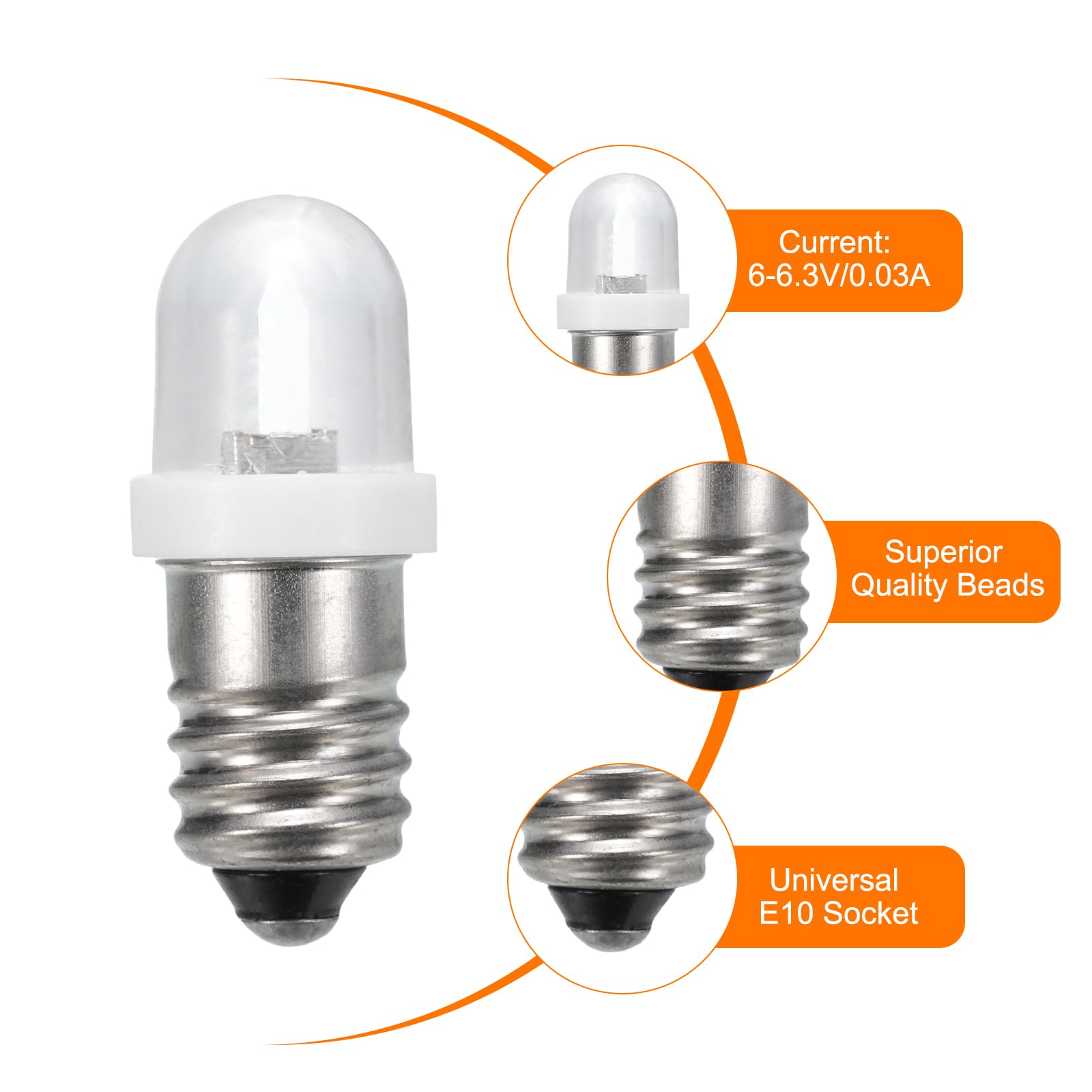 2x E10 LED lamp - 6V - Warm wit | bol