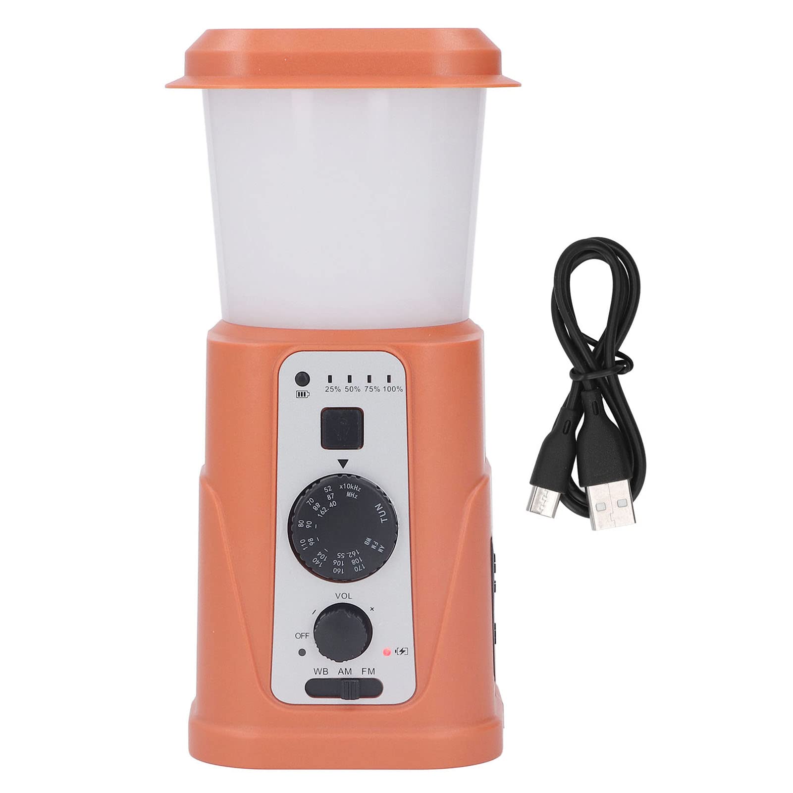 Handkurbel-Solar-Camping-Laterne mit 5000 MAh Power Bank, 2 A Telefon-Lade-Radio-Taschenlampe für das Überleben Im Notfall Im Freien (Orange US-Version 5000 mAh)