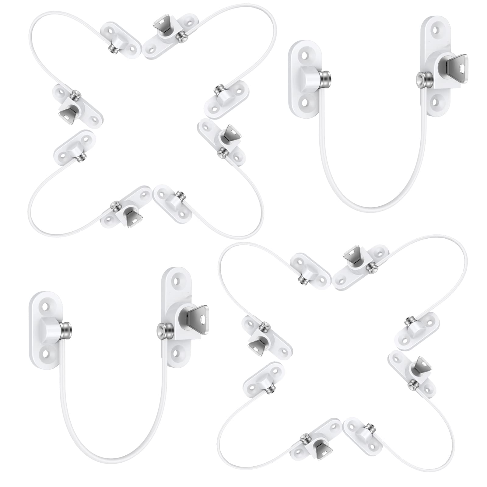 eSynic 10 Pack Window Locks Child Safety Durable& Strong Window Restrictor 185mm Wire Long Window Safety Locks Anti-Theft Security Upvc Window Locks for Home Office Factory Farm Safety etc