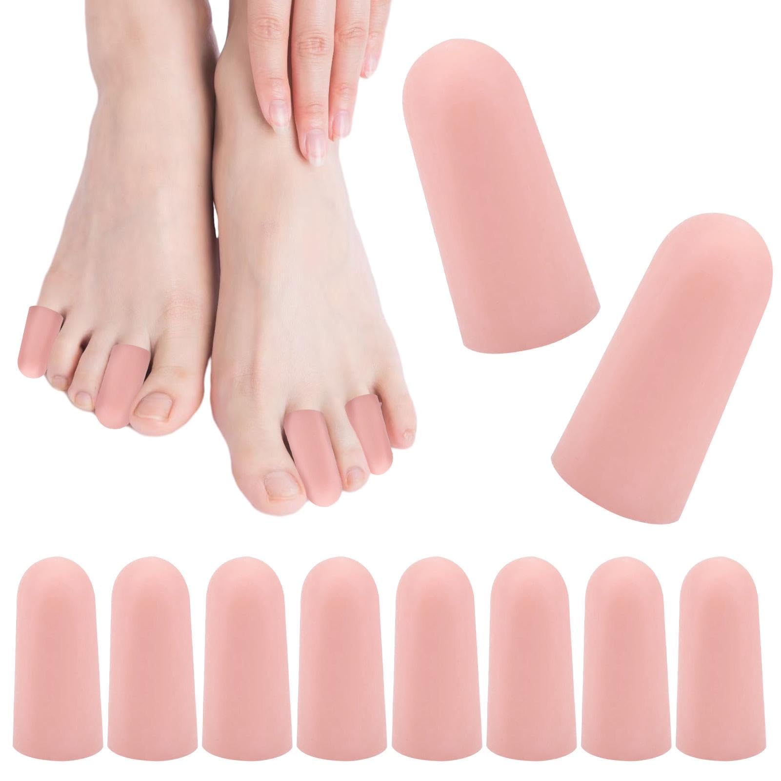 Tiamorph Men's Flesh Tint 10 Pcs Toe Protector Caps Silicone Toe Covers For Prevent Calluses,Corn,Blisters,Hammer Toe,Breathable Reduces Friction Rubbing Corns Design For Wo