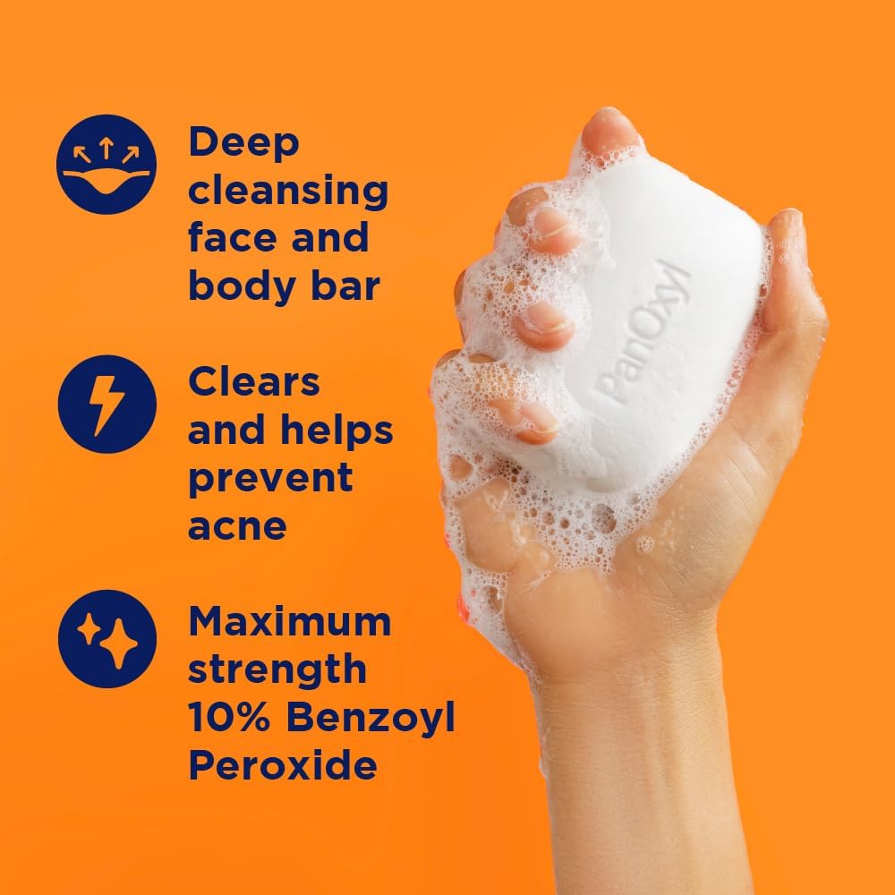 Set per la cura della pelle: contiene sapone PanOxil Acne Bar 113,4 g – detergente vegano per viso e corpo e guanto da bagno LuxPaks