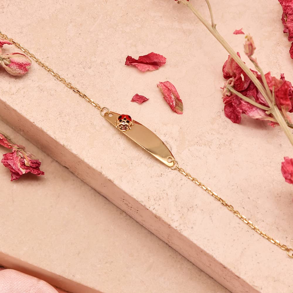 Carissima Pulsera esclava Infantil en Oro Amarillo de 9 Quilates con Mariquita
