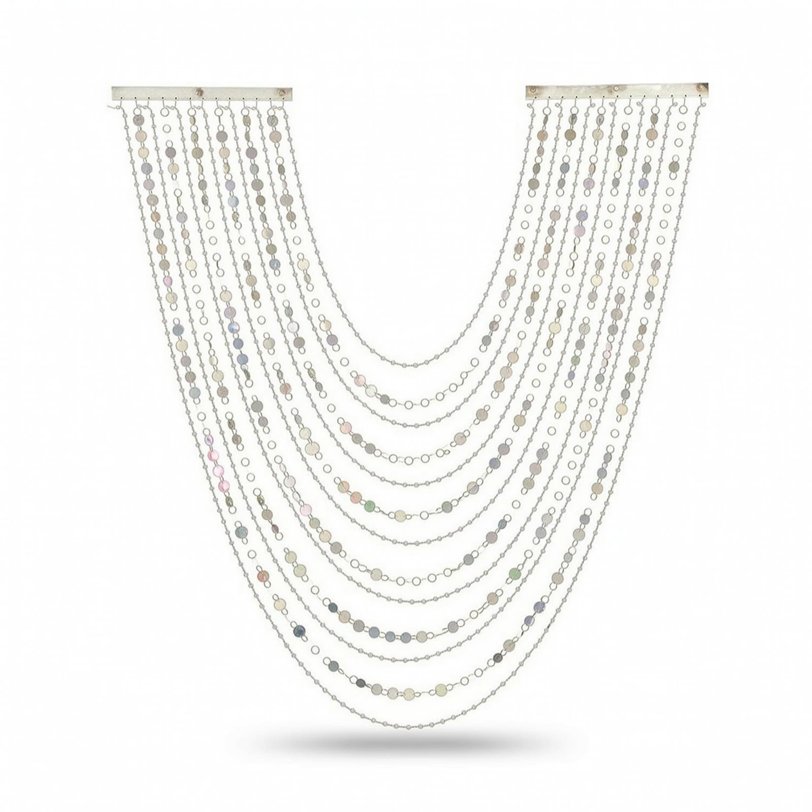 Amagogo Rideau de Plafond Événement Paroi Perles, Hauteur Maximale 1 Mètre, Largeur Réglable, Perles De Terre + Paillettes Argentées