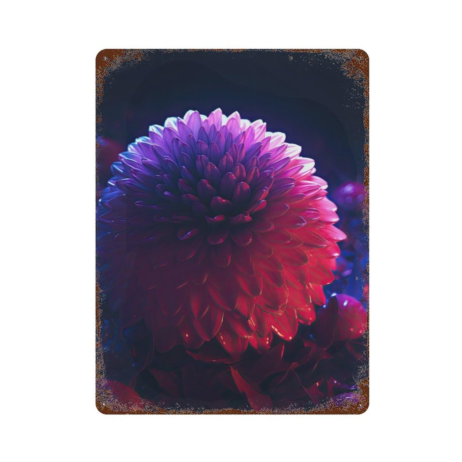 Dahlia Flower Vintage Metal Tin Sign 15.7"x11.8", Ideal for Cafe, Home Bar And Lounge Decor