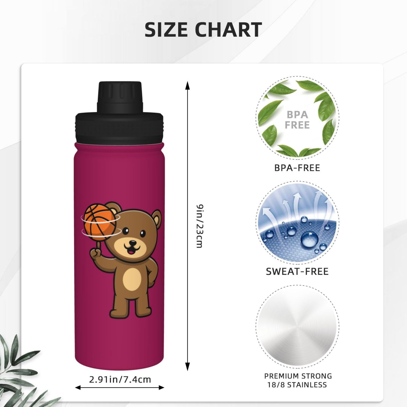 Bear Dancing Tie Dye Water Bottle 18oz - Stainless Steel Insulated Sports Bottle With Straw | Leak Proof & Keeps Drinks Cold - View #10