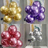 Vista 3 de Globos metálicos cromados para fiesta, 50 globos de látex de 12 pulgadas de grosor para cumpleaños, boda, compromiso, aniversario, Navidad