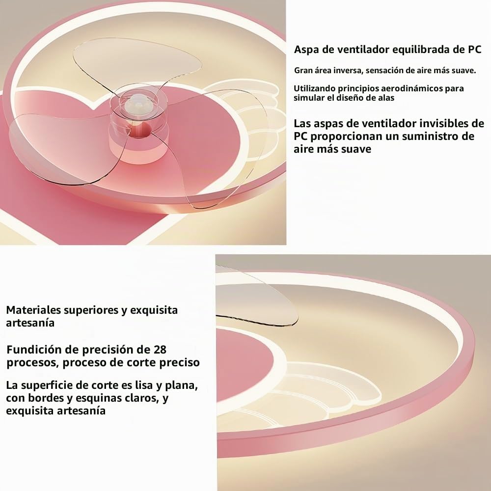 JOJOM Lámpara de Techo LED Regulable Lámpara de Techo Corazón Moderno Niños Lámpara Habitación Infantil con Mando a Distancia Niñas Dibujos Animados Niños Dormitorio Interior Decoración,Rosa,55cm