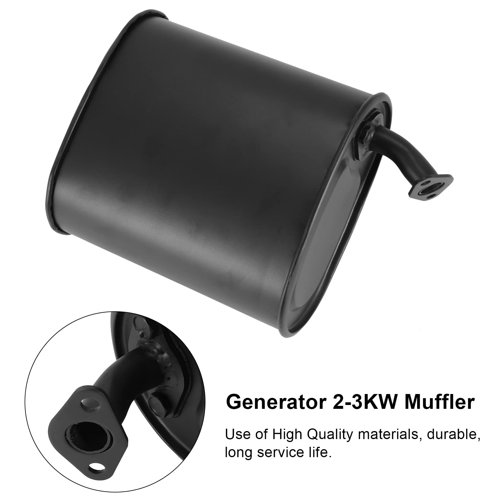 Silenziatore di Scarico Universale per Generatore di 2-3KW Nero per Accessori 5.5HP 6.5HP 3500W 4000W