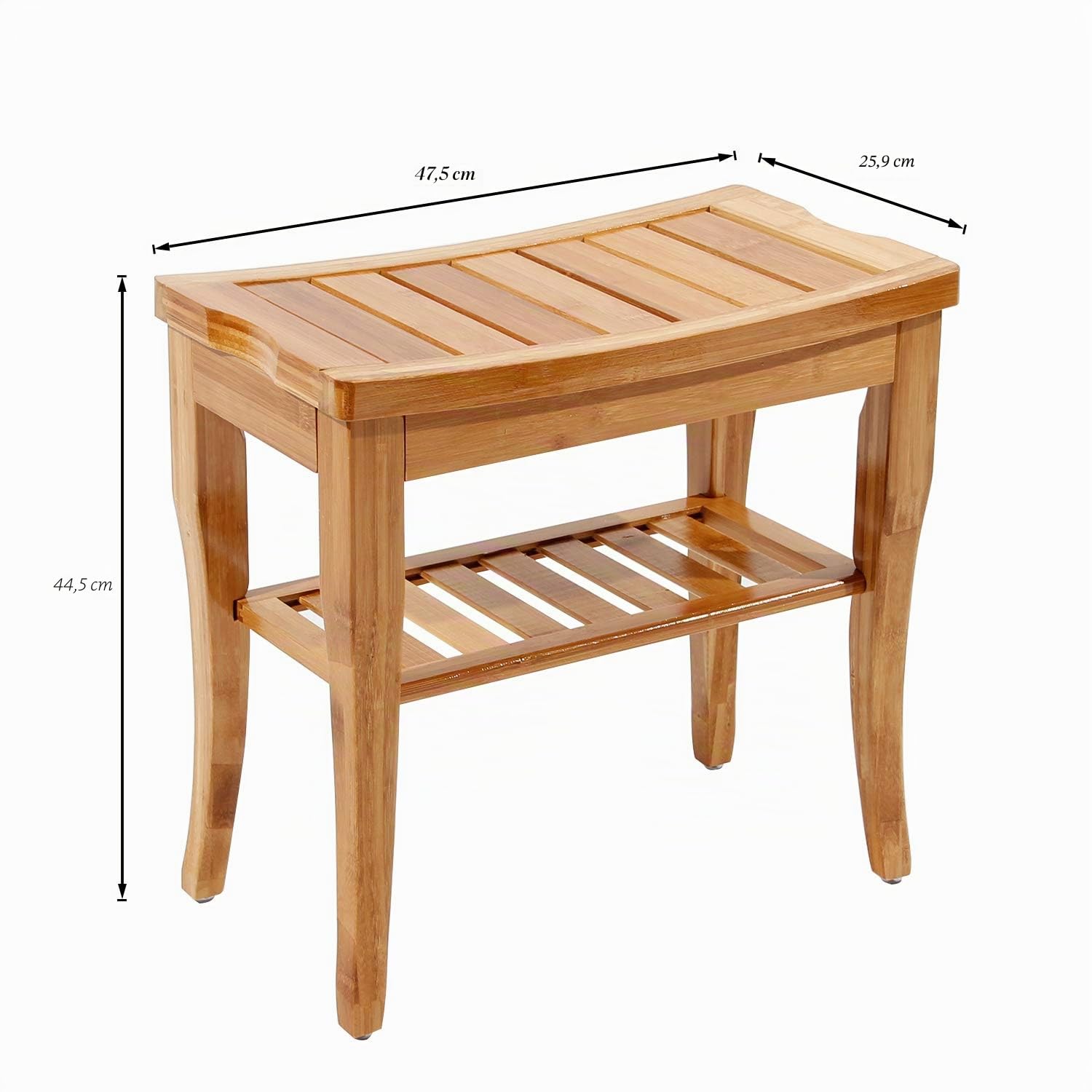 SDHYL Tabouret de Douche en Bambou Tabouret de Bain avec Étagère de Rangement Siège de Douche/Baignoire pour Salle de Bain