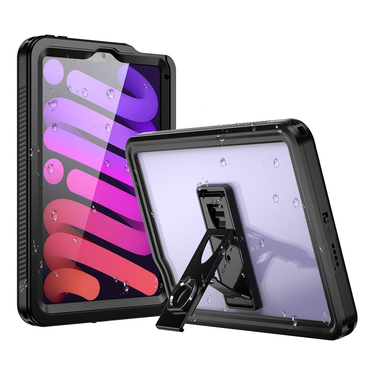 AICase Wasserdichte Schutzhülle für iPad Mini 7 A17 Pro 2024/iPad Mini 6 2021 8,3 Zoll iPad Mini 7. / 6. Generation, integrierter Displayschutz und Ständer, robust, stoßfest, für iPad Mini 7.