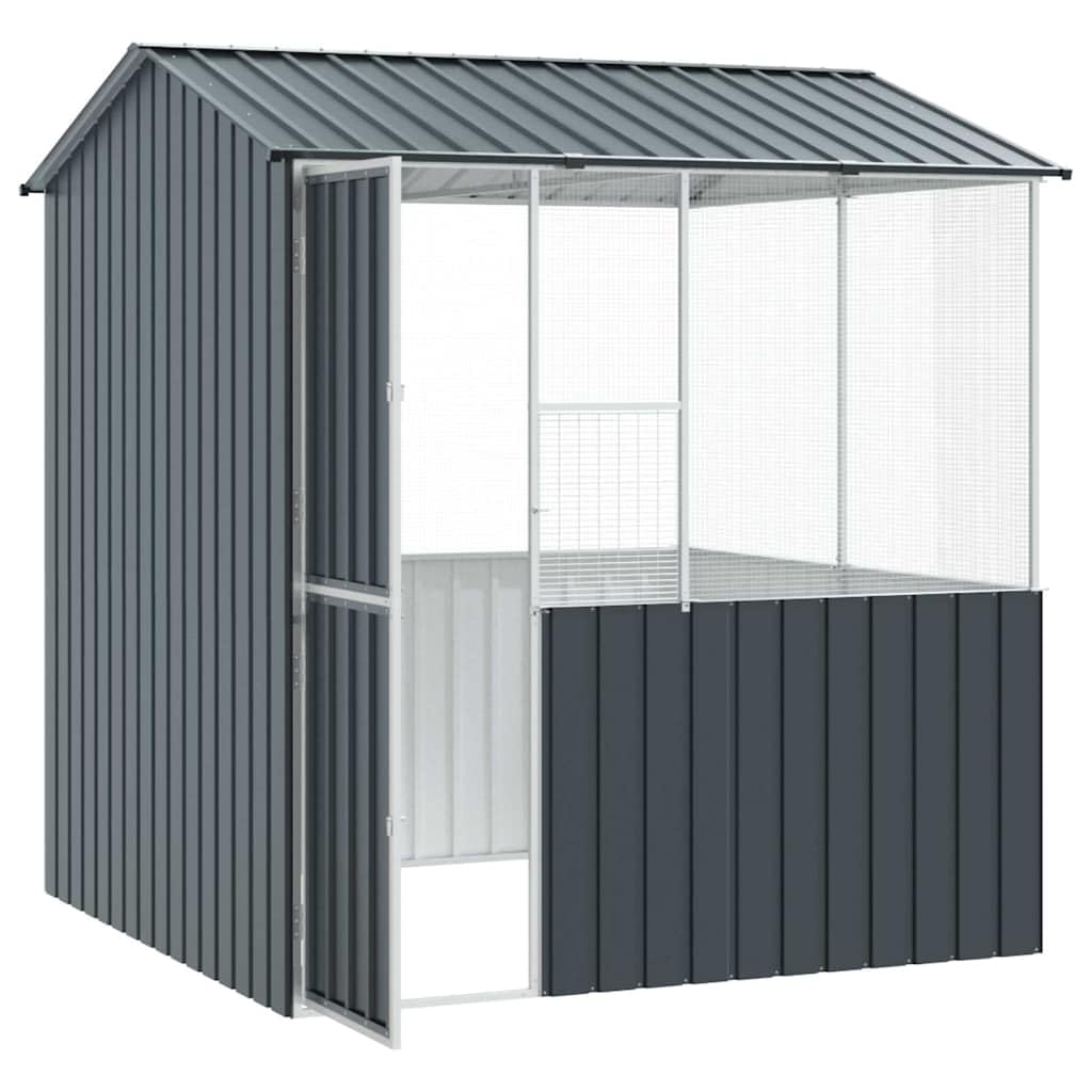 IKAYAA Pajareras Exterior en Jardin, Jaula Grande para Pájaros, Pajarera Metálica de Exterior, Voladera para Pájaros, Voladera de Jardín para Aves Exóticas 209 x 215 x 233 cm Antracita