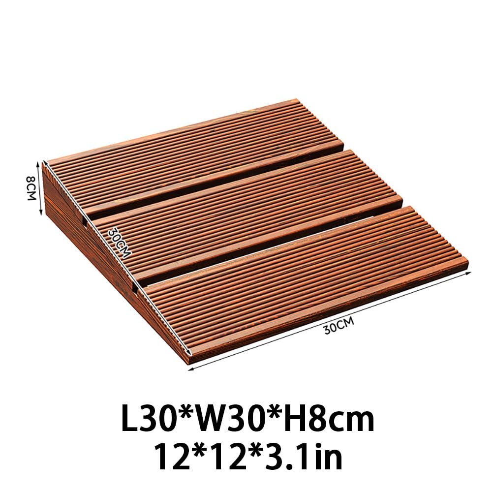 Rampa para Silla De Ruedas De Madera, Rampa De Umbral 8-20 Cm Alto Rampa De Bordillo Móvil, Rampa De Acceso Antideslizantes para Garaje, Vehículos(30 * 30 * 8cm/12 * 12 * 3.1in)