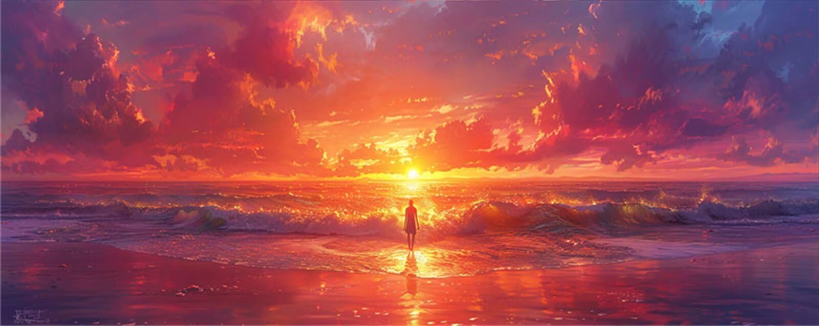 150x60cm DIY 5D Diamond Painting Kit Completo per Adulti, 5D Diamond Painting Tramonto Kit, Diamond Painting Oceano Grandi Dimensioni per Adulti, Kit Diamond Painting Natale Decorazioni Casa e Regalo