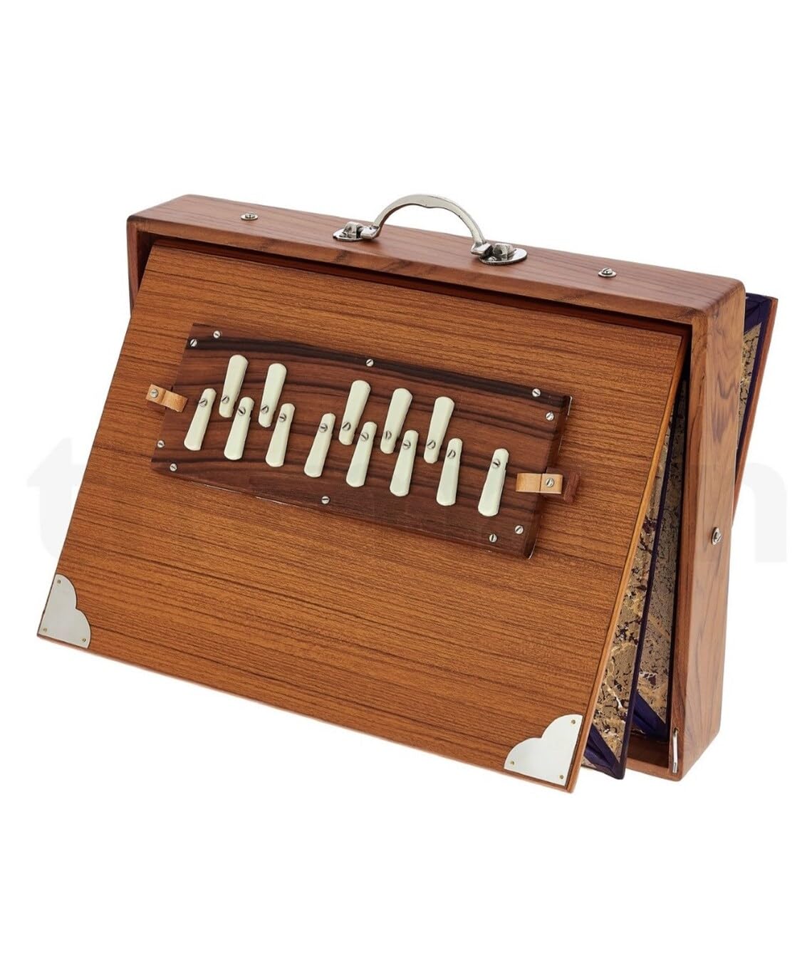 Professionelle Shruti-Box (groß), Konzert-Strauchbox, natürliche Farbe, massives Teakholz, 40,6 x 32,5 x 8,9 cm, gestimmt 440 Hz (432 Hz auf Anfrage)
