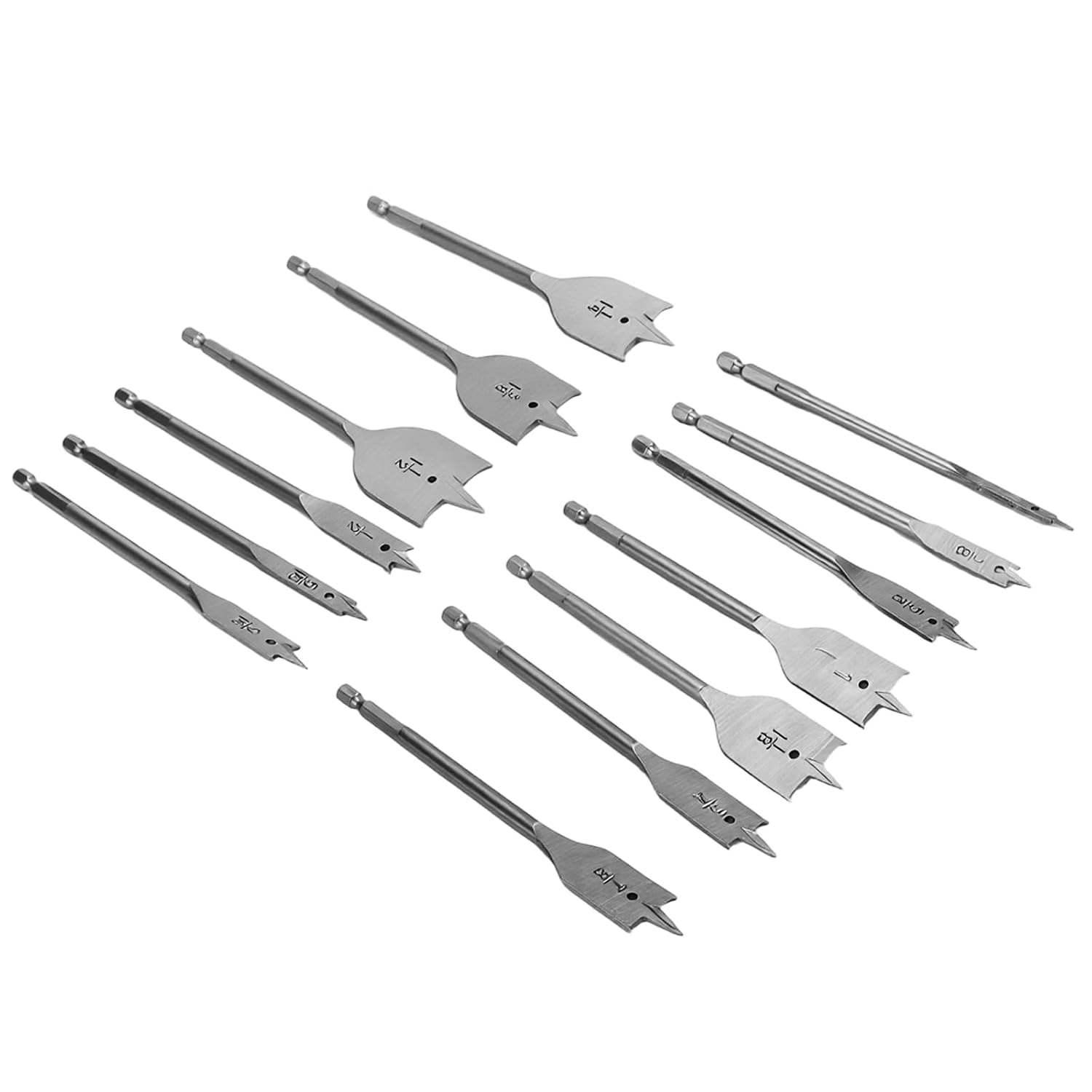 13 PCS Spade Drill Bit Sets, Paddle Flat Bits 1/4 Inch to 1-1/2 Inch for Hole Cutter Woodworking Plastic, Quick Change Shank for DIY Projects